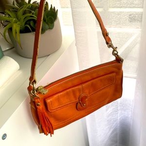 Cute Leather Bag wristlet or shoulder orange